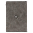 Load image into Gallery viewer, All Things Through Christ Philippians 4:13 Gray Faux Leather Zippered Journal
