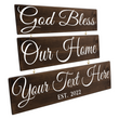 Load image into Gallery viewer, Personalized Wood Sign 3 Tier Custom God Bless Our Home
