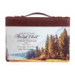 Load image into Gallery viewer, Philippians 4:13 Faux Leather Brown with Nature Design Personalized Bible Cover for Men
