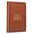 Load image into Gallery viewer, Personalized Custom Text Your Name KJV Thinline Large Print Bible Tan LuxLeather Indexed King James Version
