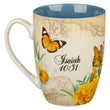 Load image into Gallery viewer, Hope in the LORD Isaiah 40:31 Mediterranean Blue Floral Ceramic Mug
