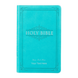 Load image into Gallery viewer, Personalized Custom Text Your Name KJV Holy Bible Gift Edition LuxLeather Turquoise King James Version
