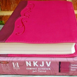 Load image into Gallery viewer, Personalized NKJV Compact Ultrathin Bible for Teens Fuchsia LeatherTouch
