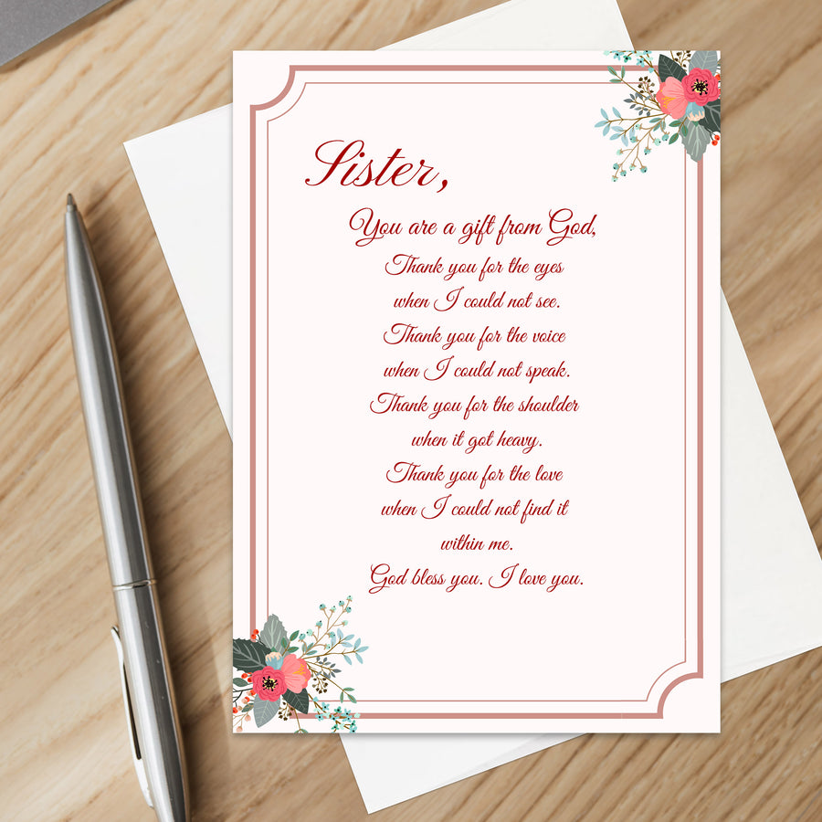 Christian Thank You Sister Card for Appreciation Card Christian Thank You to Sister Gift for Christian Appreciation