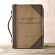 Load image into Gallery viewer, Joshua 1:9 Faux Leather Brown Personalized Bible Cover for Men
