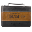 Load image into Gallery viewer, Isaiah 41:10 Faux Leather Two-Tone Tan Personalized Bible Cover for Men
