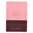 Load image into Gallery viewer, Personalized Custom Text Your Name KJV Large Print Edition Two-Tone Pink/Brown King James Version

